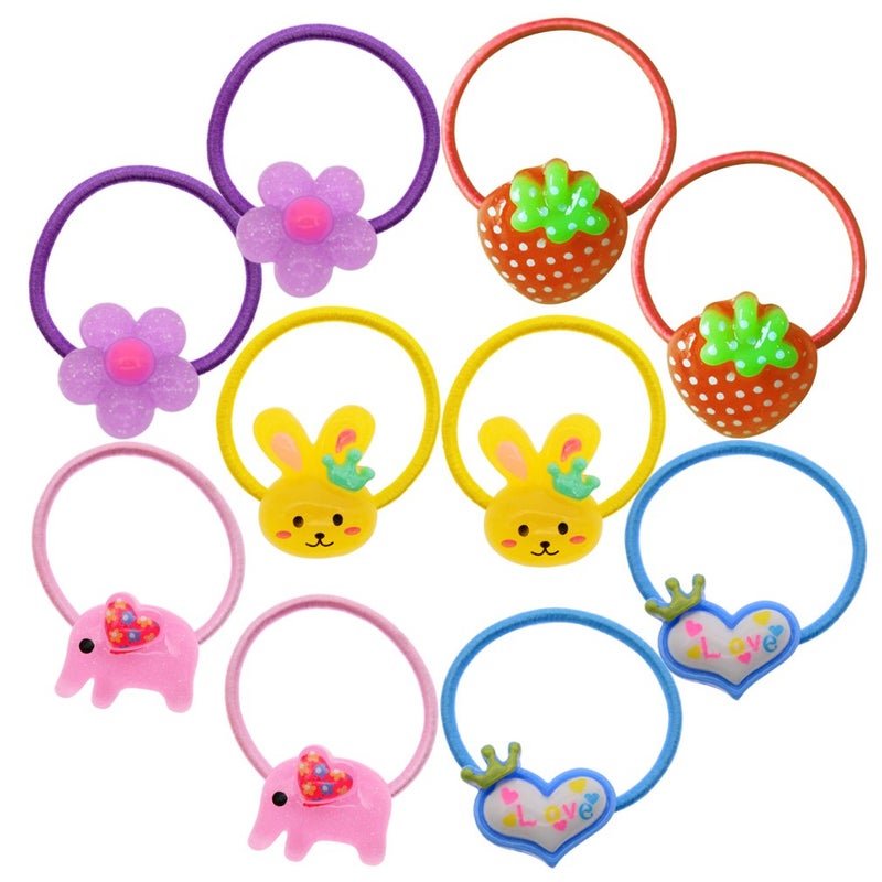 PIDOUDOU 50 Pcs (25 Pairs) Cartoon Elastic Hair Ties Little Girls' Small Ropes Toddlers' Ponytail Holder - Image 2